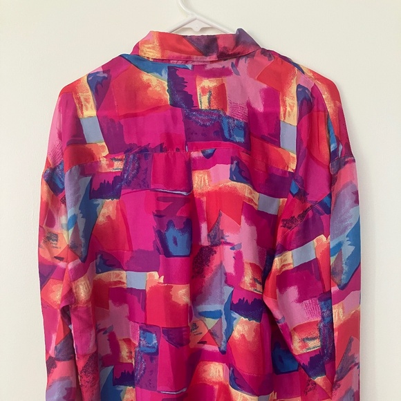 Vintage "New Concepts" 100% silk print blouse size M - Picture 3 of 5
